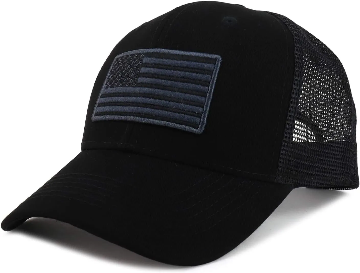 USA Flag Embroidered Structured Trucker Mesh Baseball Cap