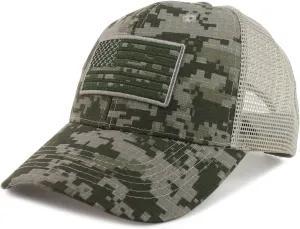 USA Flag Embroidered Structured Trucker Mesh Baseball Cap