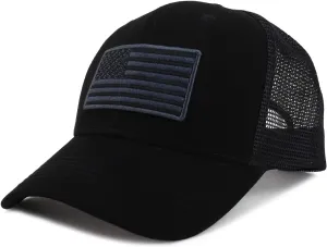 USA Flag Embroidered Structured Trucker Mesh Baseball Cap