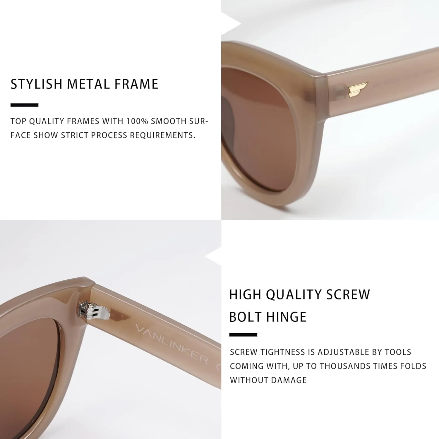 VANLINKER New Version Trendy Polarized Cat Eye Sunglasses for Women Retro Oversized Sunnies VL9690