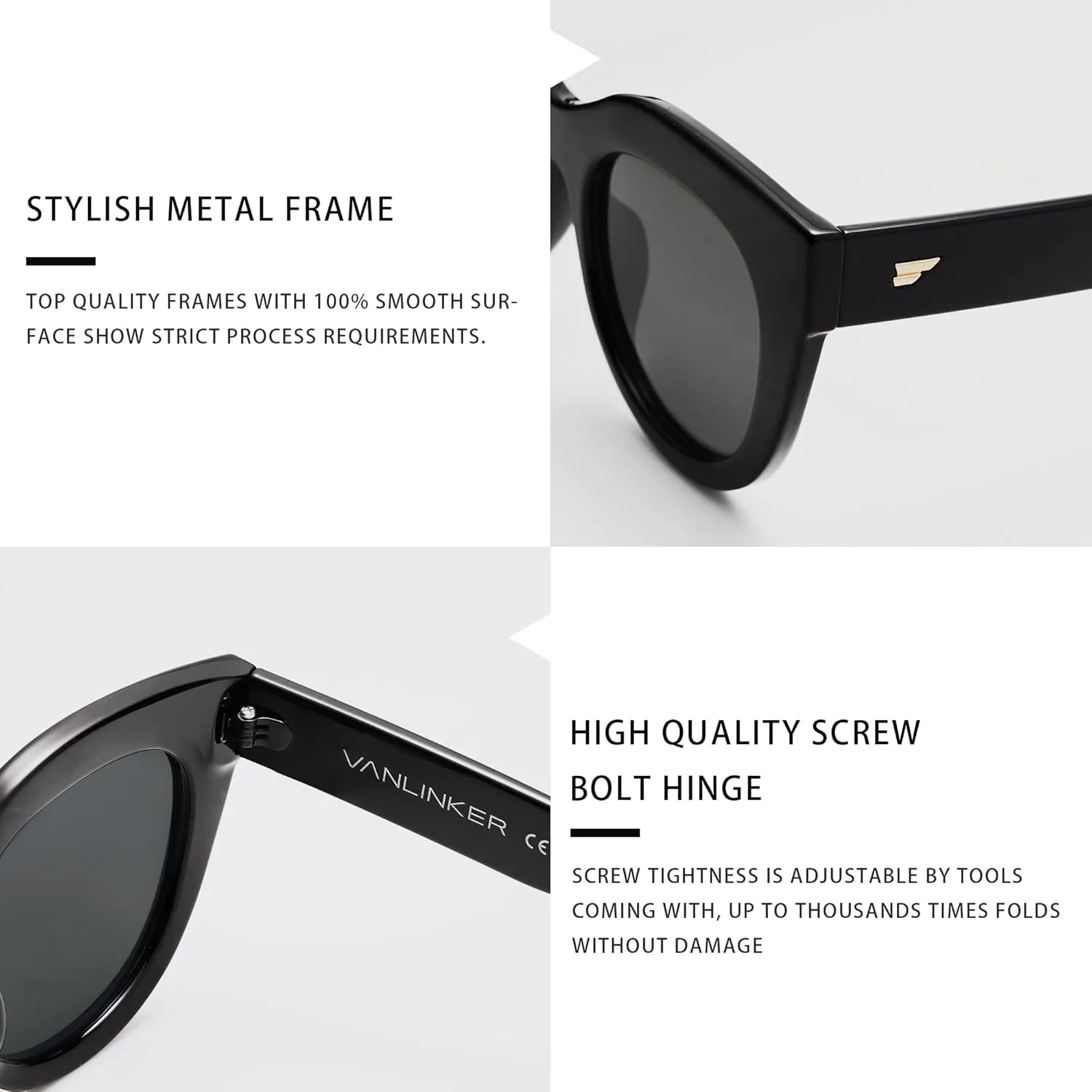 VANLINKER New Version Trendy Polarized Cat Eye Sunglasses for Women Retro Oversized Sunnies VL9690