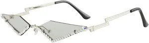 Vintage 90s Rimless Rhinestone Sunglasses Fashion Rhombus Crystal diamond Y2K Candy Color Cat Eye Party Glasses