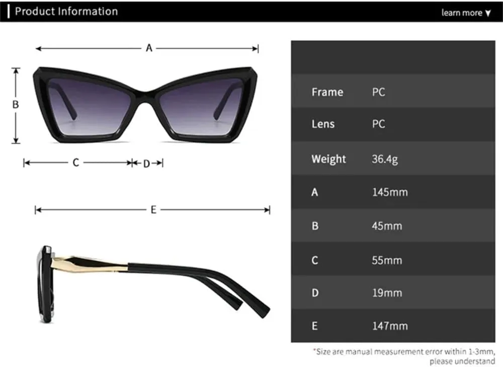 Vintage Cat Eye Sunglasses For Women Sun Glasses Punk Ladies Eyeglasses