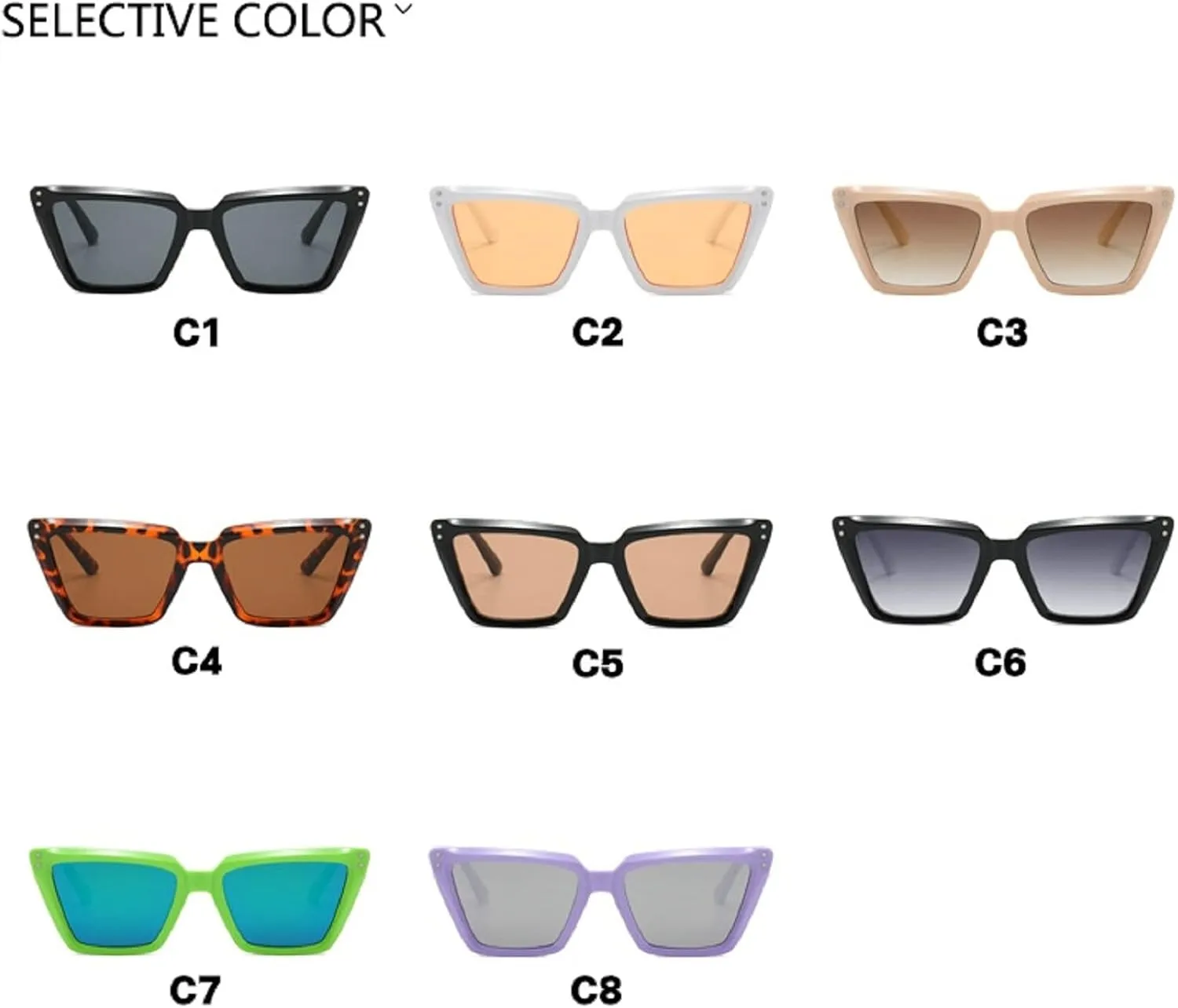Vintage Cat Eye Women Sunglasses Fashion Gradient Mirror Eyewear Shades UV400 Men Punk Rivets Sun Glasses