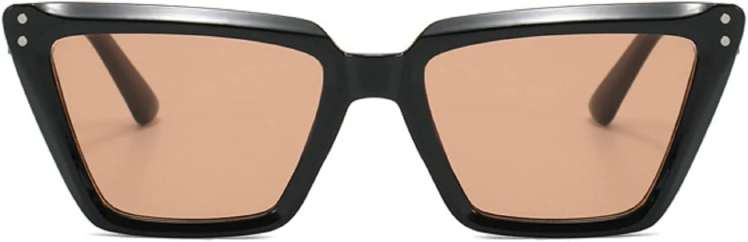 Vintage Cat Eye Women Sunglasses Fashion Gradient Mirror Eyewear Shades UV400 Men Punk Rivets Sun Glasses