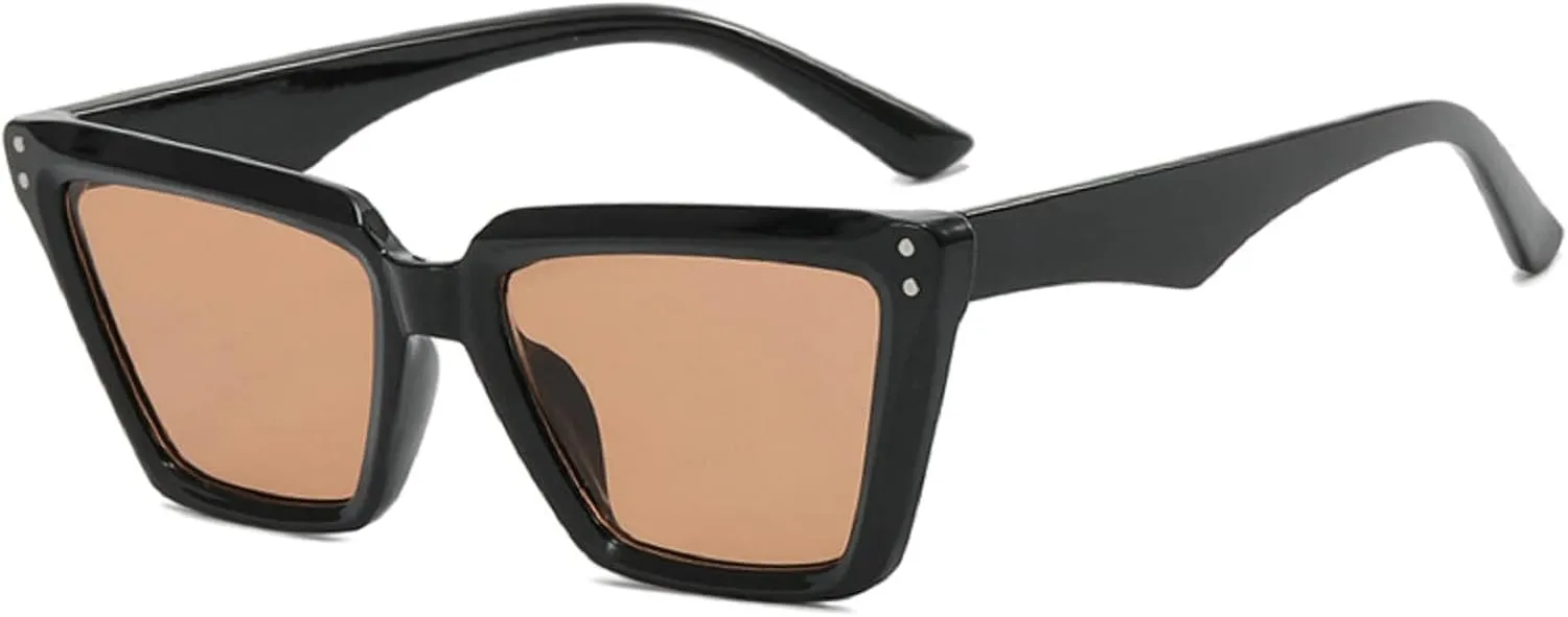 Vintage Cat Eye Women Sunglasses Fashion Gradient Mirror Eyewear Shades UV400 Men Punk Rivets Sun Glasses