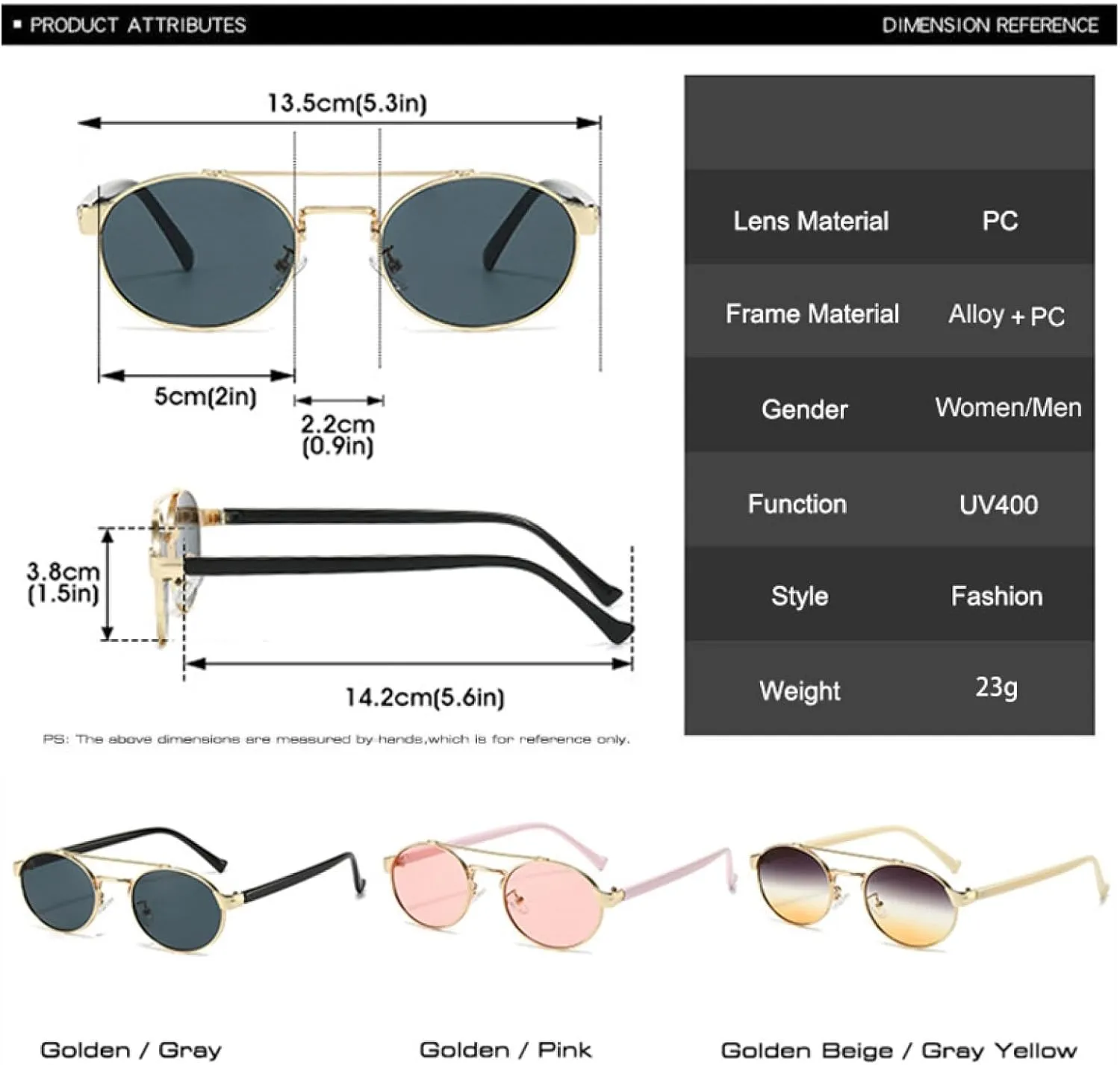 Vintage Metal Double Bridges Women Oval Sunglasses Fashion Punk Men Gradient Uv400