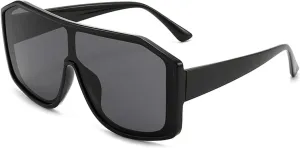 Vintage Oversized Integral Sunglasses for Women Men Big Frame Luxury Eyewear Unisex Shades Uv400