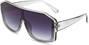 Vintage Oversized Integral Sunglasses for Women Men Big Frame Luxury Eyewear Unisex Shades Uv400