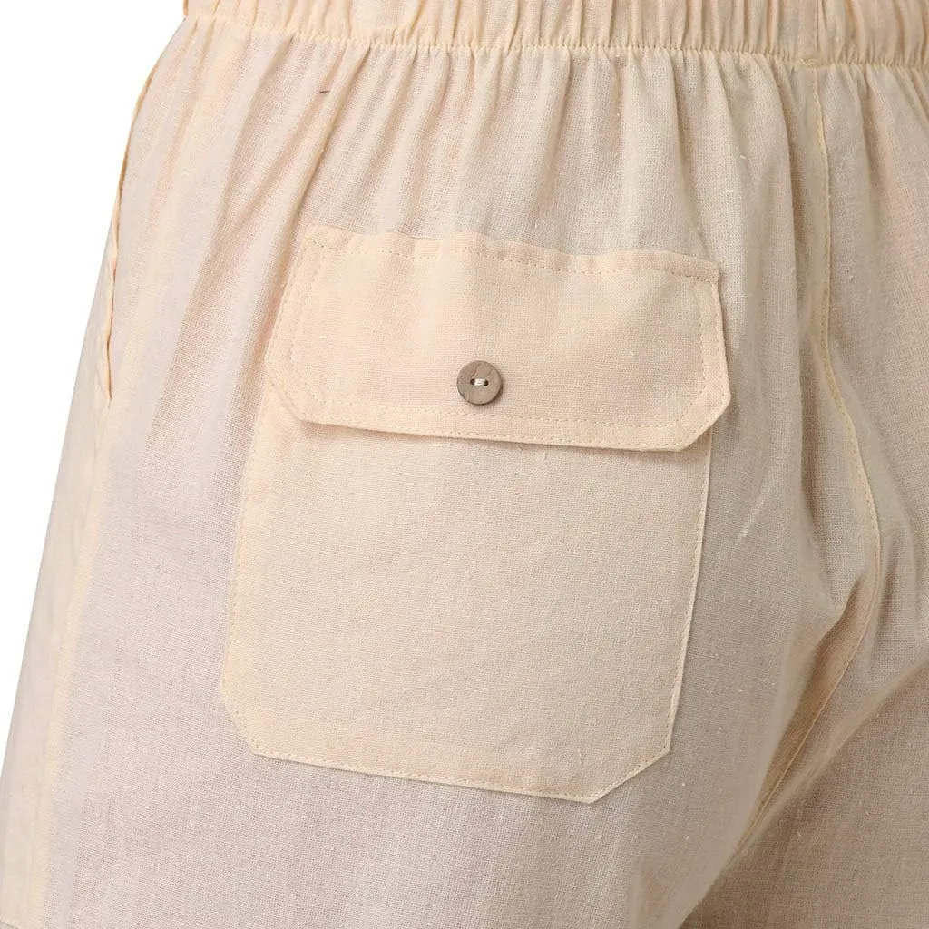 WABEOR Bermuda Shorts for Men Knee Length Cotton Linen Shorts Elastic Waist Beach Long Shorts Comfy Casual Summer Shorts