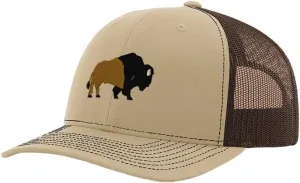 Wildlife Buffalo Embroidery Design Richardson Structured Front Mesh Back Cap Khaki/Coffee