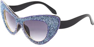 willochra Oversized Diamond Sunglasses Women Rhinestone Cat Eye Sunglasses Vintage Men bling party sunglasses Eyewear