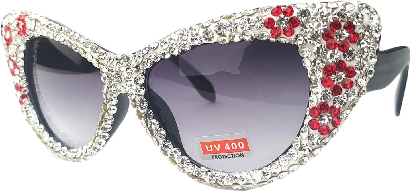 willochra Oversized Diamond Sunglasses Women Rhinestone Cat Eye Sunglasses Vintage Men bling party sunglasses Eyewear