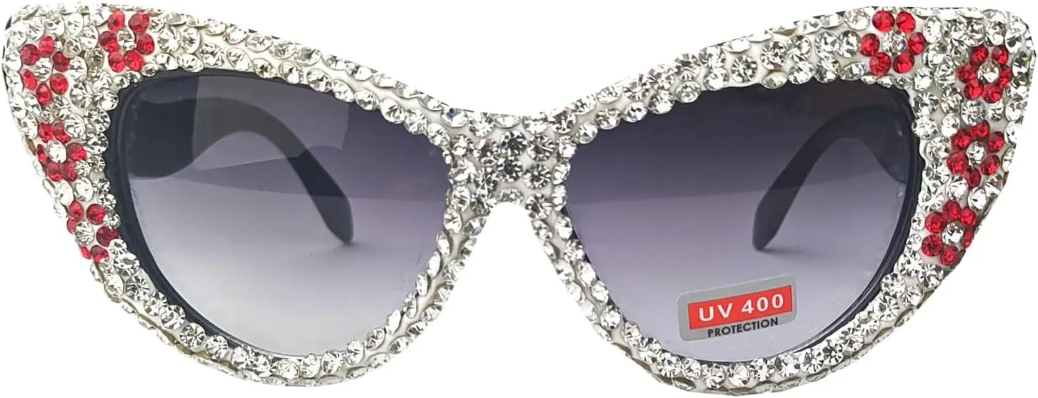 willochra Oversized Diamond Sunglasses Women Rhinestone Cat Eye Sunglasses Vintage Men bling party sunglasses Eyewear
