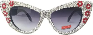 willochra Oversized Diamond Sunglasses Women Rhinestone Cat Eye Sunglasses Vintage Men bling party sunglasses Eyewear