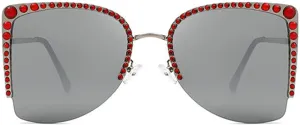 willochra Oversized Square Diamond Sunglasses Women Rhinestone Cat Eye Sunglasses Vintage Sparkling Party sunglasses Eyewear