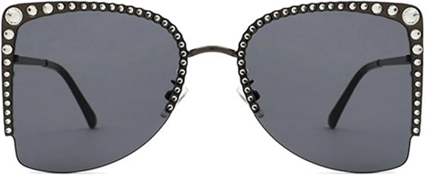 willochra Oversized Square Diamond Sunglasses Women Rhinestone Cat Eye Sunglasses Vintage Sparkling Party sunglasses Eyewear