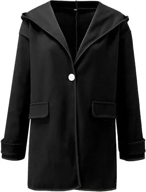 Winter Trench Coat for Women Casual Button Wool Blend Pea Coat Long Sleeve Notch Lapel Oversized Cardigan Jackets