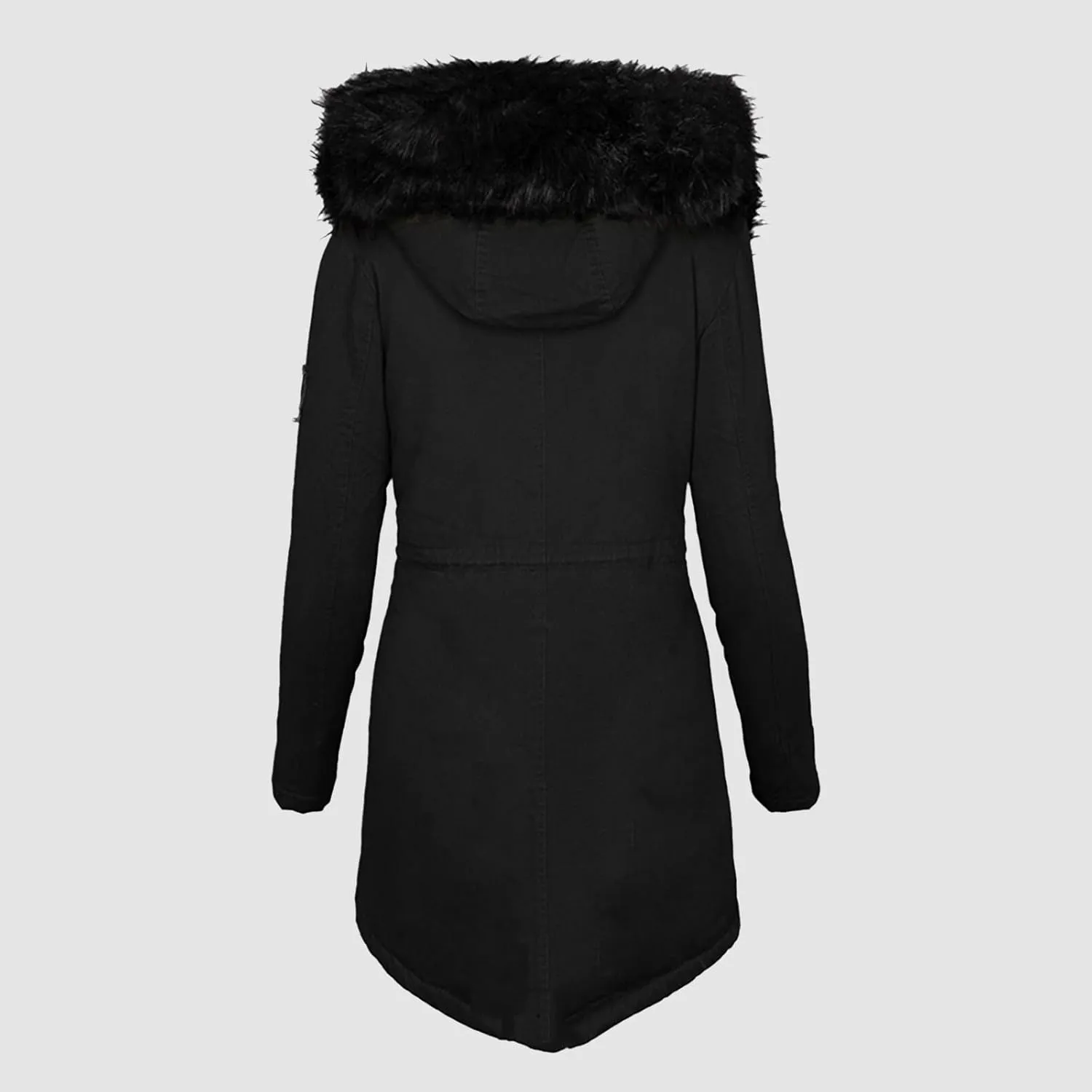 with Faux-fur Hood & Collar Wool Jacket with Long Sleeves for Autumn and Casual Quilted Hooded Lightweight Jackets