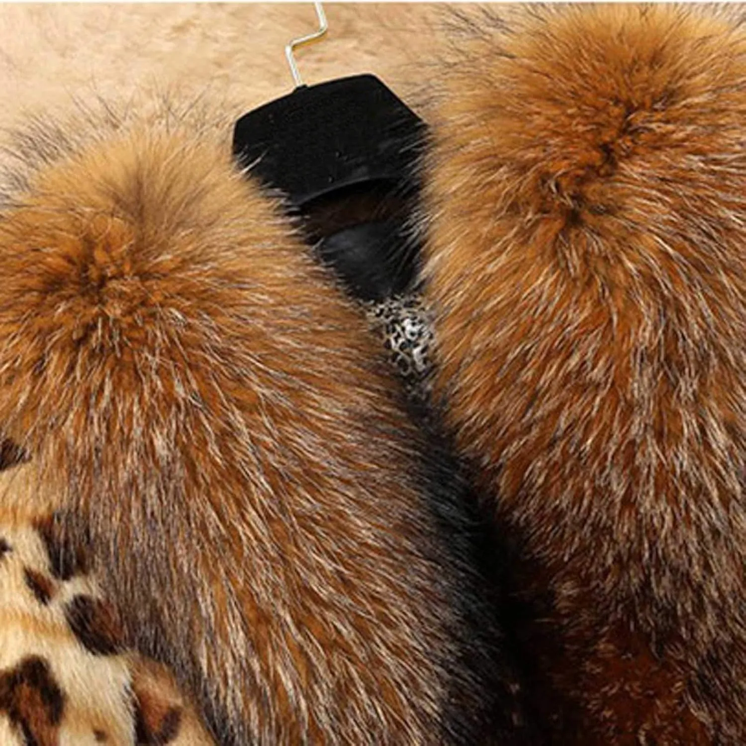 Wkishenl Women's Winter Coat Fashion Leopard Furry Jacket with Faux Fur Collar Elegant Button Up Long Sleeve Warm Outerwear
