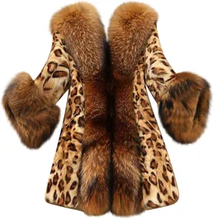 Wkishenl Women's Winter Coat Fashion Leopard Furry Jacket with Faux Fur Collar Elegant Button Up Long Sleeve Warm Outerwear