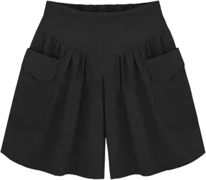 Women Beach Casual Hot Shorts with Elastic Waistband, Womens Shorts Comfy Summer Loose Casual Shorts with Pockets