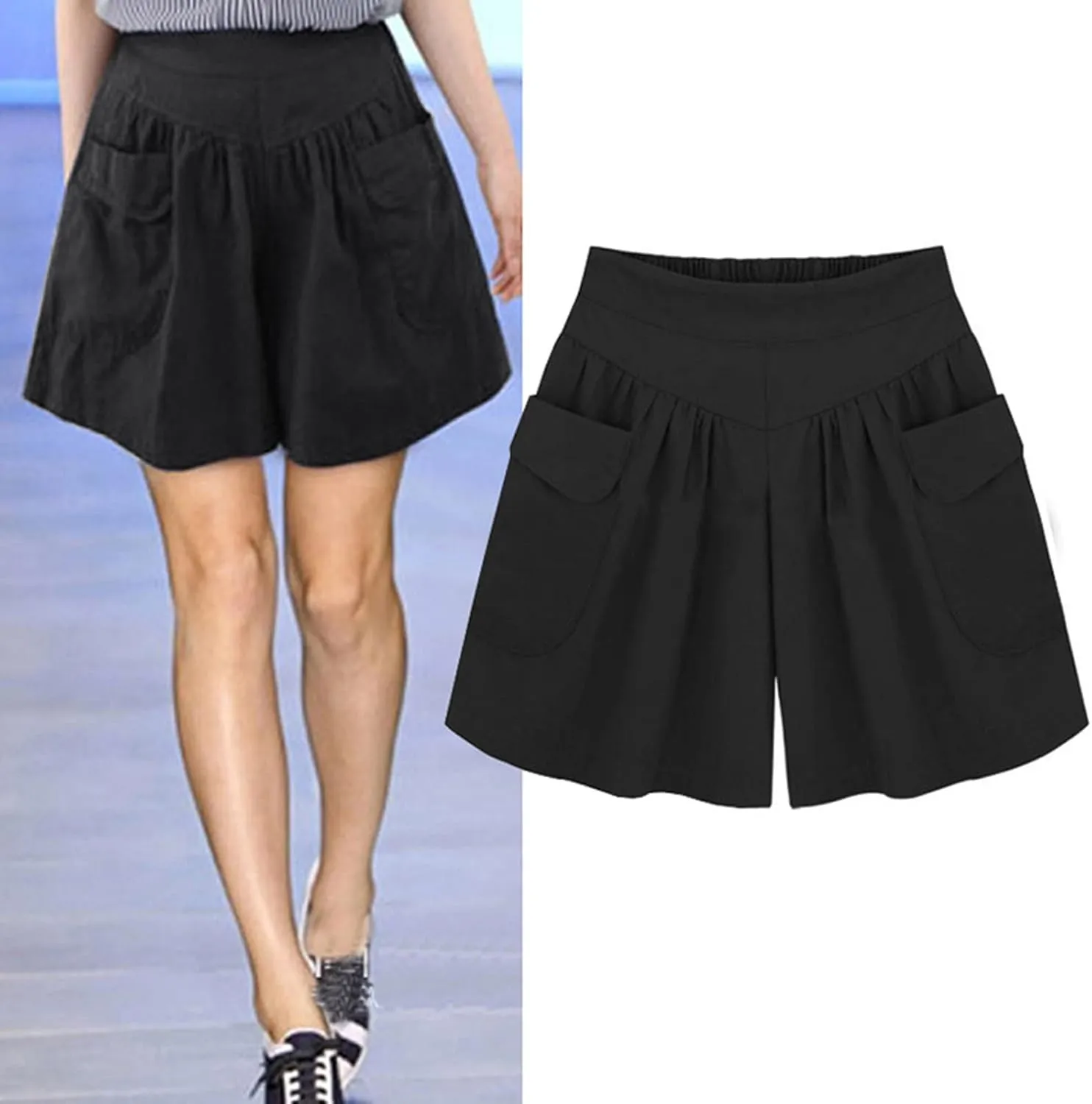 Women Beach Casual Hot Shorts with Elastic Waistband, Womens Shorts Comfy Summer Loose Casual Shorts with Pockets