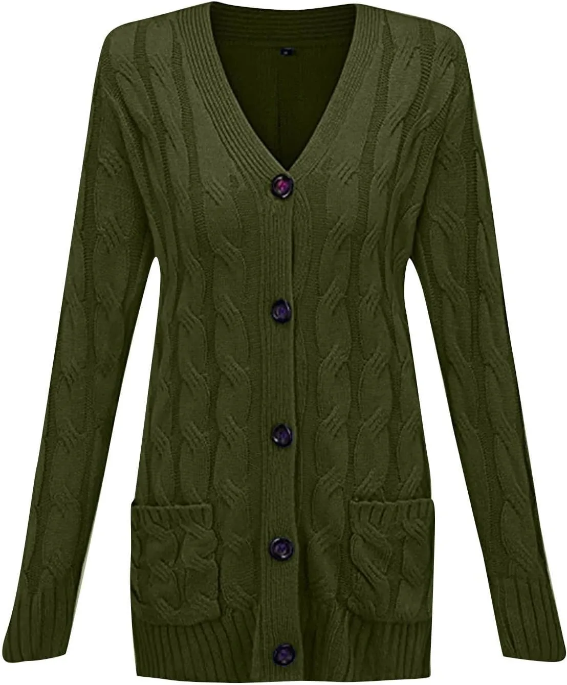 Women Cable Knit Long Cardigan Oversized Long Sleeve Chunky Cardigans Button Up Sweaters Fall Winter 2025 Outerwear