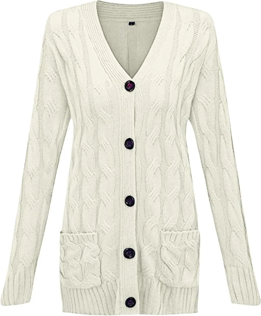 Women Cable Knit Long Cardigan Oversized Long Sleeve Chunky Cardigans Button Up Sweaters Fall Winter 2025 Outerwear