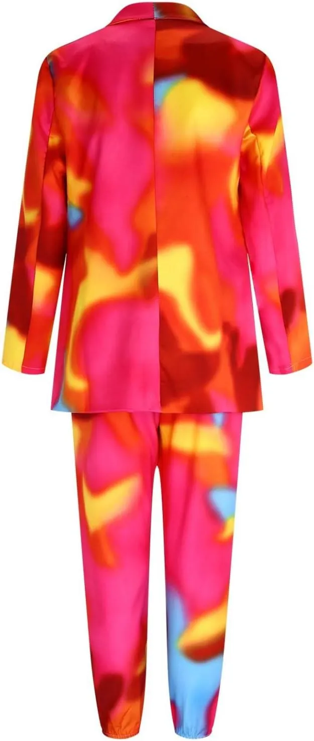 Women Fashion Two-Piece Suit Casual Sexy Leopard Multicolor Printed Suit and Womens Flannel Jackets and Coats