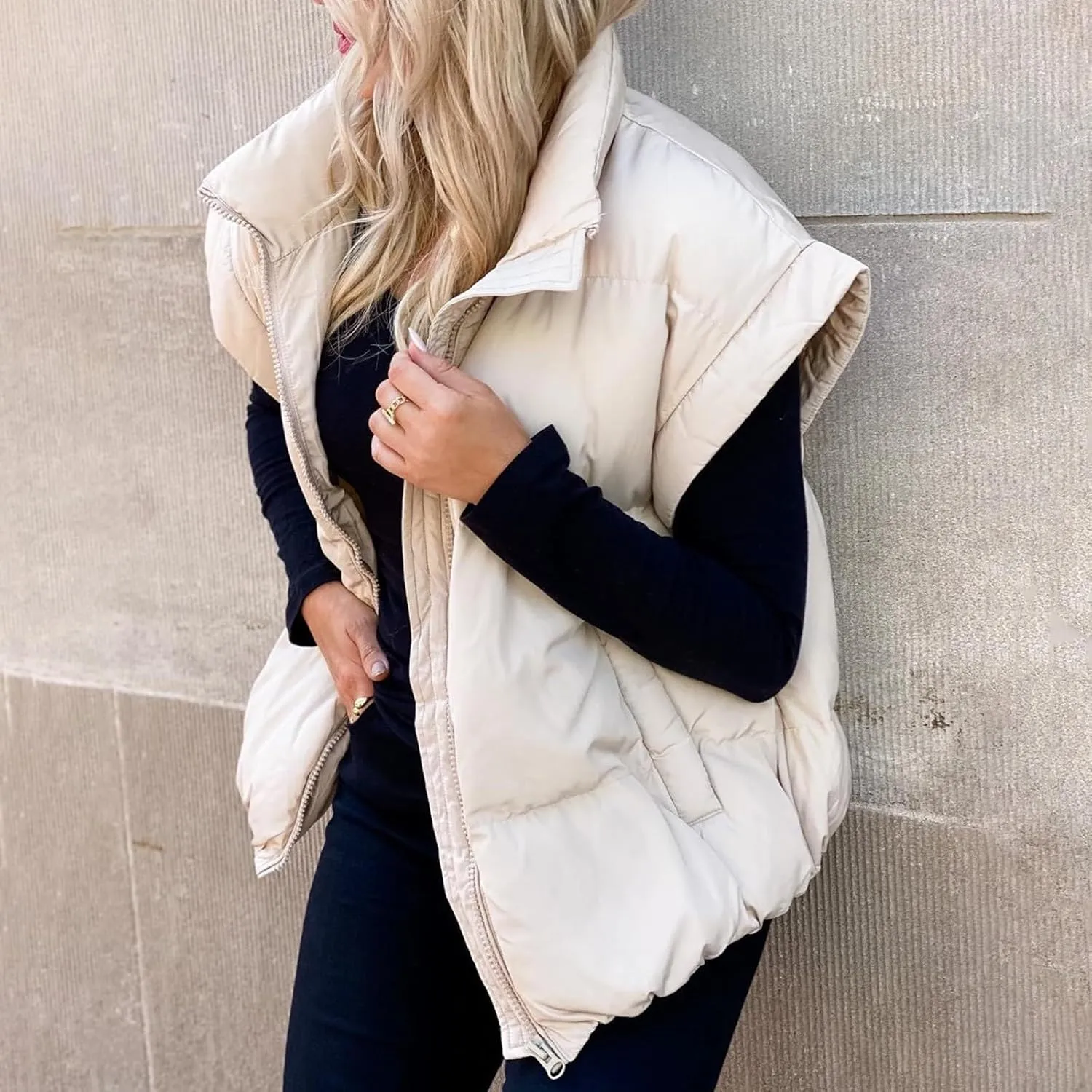 Women Long Vest One Morality Warm V Neck Thin Down Vest Inside Cotton Sleeveless Puffy Jacket Long Vest Womens Fall