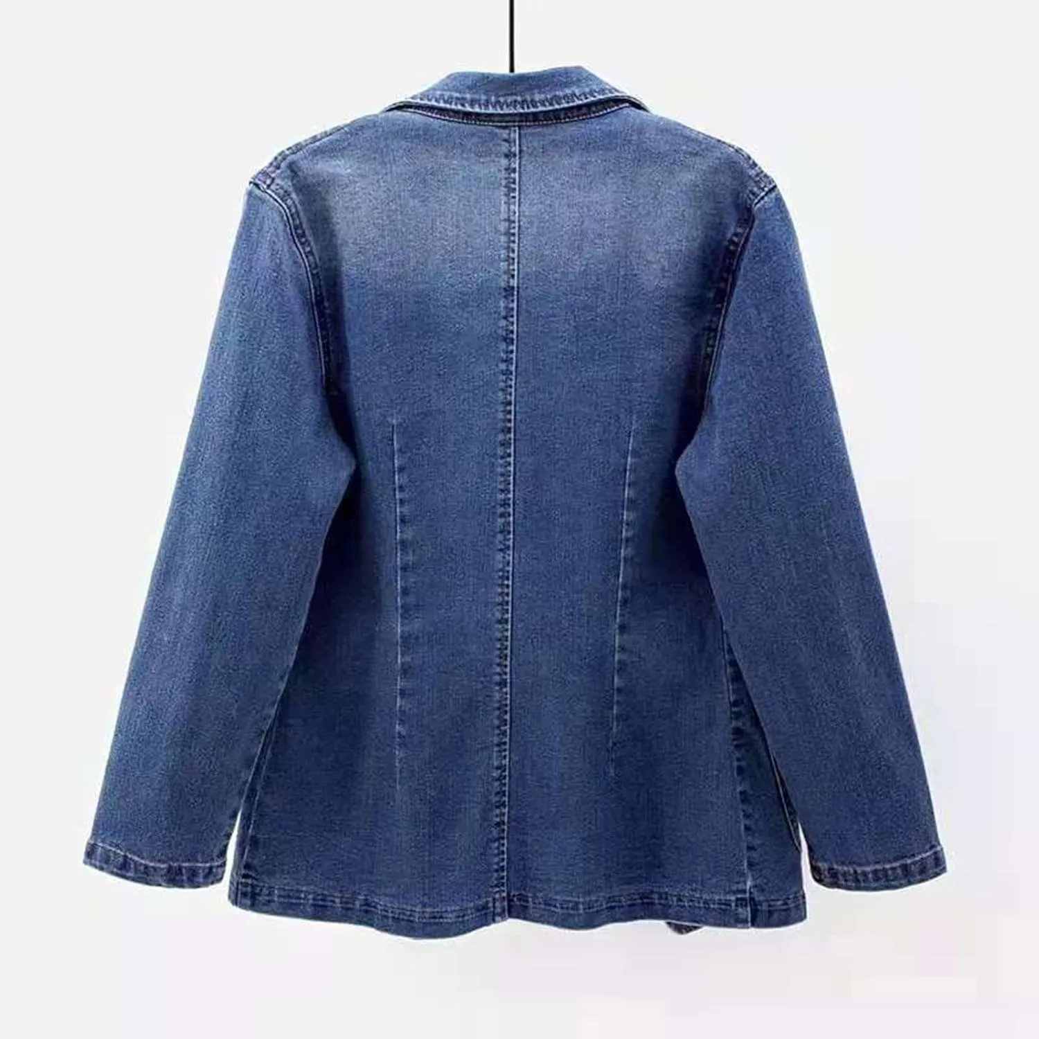 Women Oversized Denim Jacket Casual Long Boyfriend Distressed Fall Button Down Stretch Fitted Long Sleeve Jean Jacket