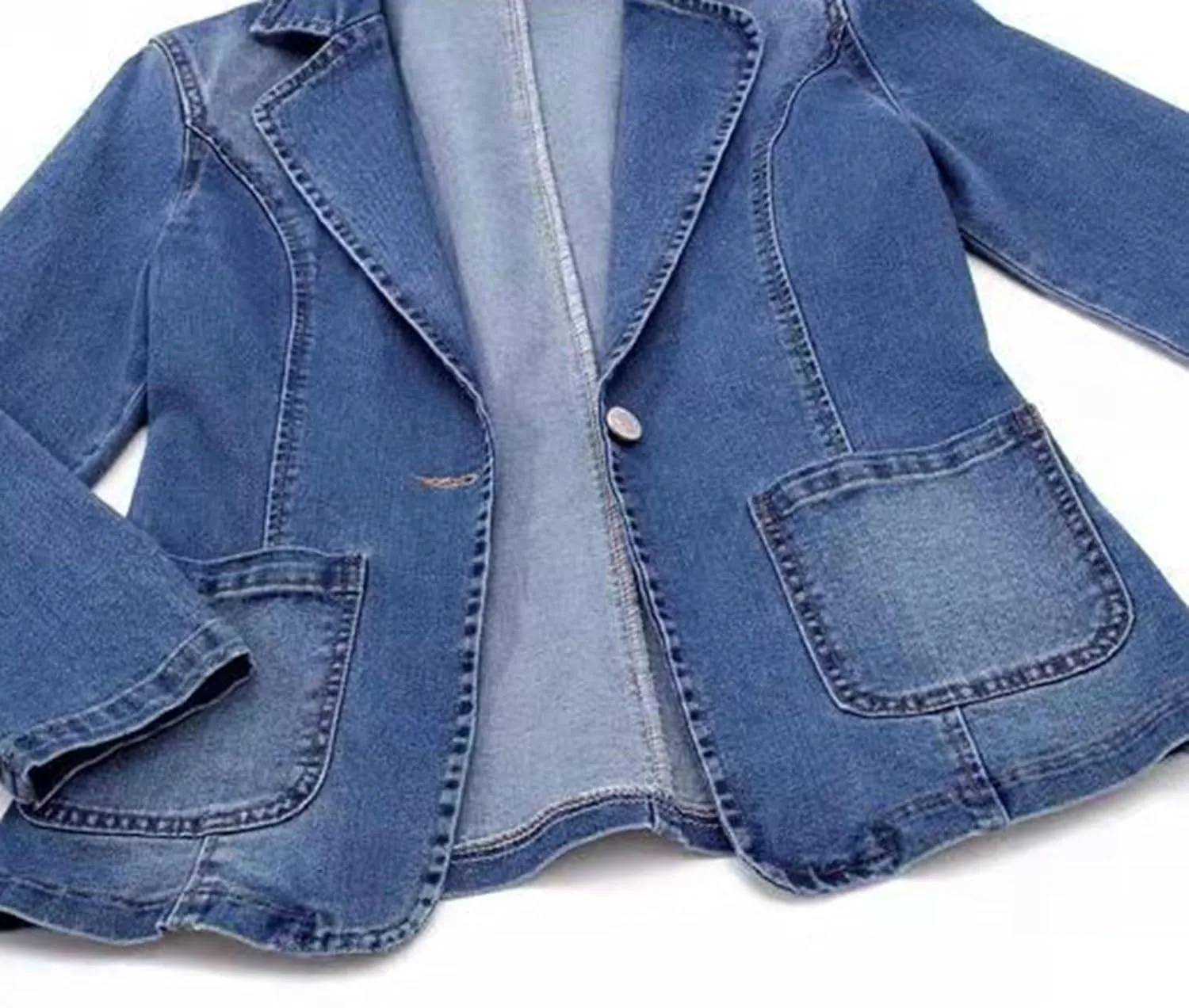 Women Oversized Denim Jacket Casual Long Boyfriend Distressed Fall Button Down Stretch Fitted Long Sleeve Jean Jacket