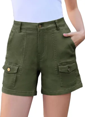 Women Stretchy Cargo Shorts High Waisted Jean Shorts for Women 5 Inch Inseam Summer Denim Shorts Jorts