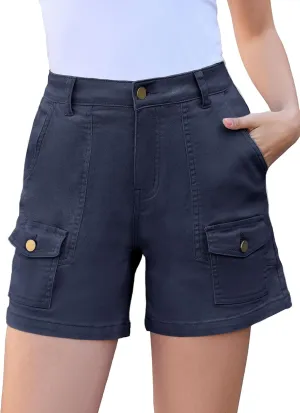 Women Stretchy Cargo Shorts High Waisted Jean Shorts for Women 5 Inch Inseam Summer Denim Shorts Jorts