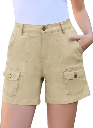 Women Stretchy Cargo Shorts High Waisted Jean Shorts for Women 5 Inch Inseam Summer Denim Shorts Jorts