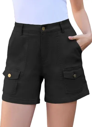 Women Stretchy Cargo Shorts High Waisted Jean Shorts for Women 5 Inch Inseam Summer Denim Shorts Jorts