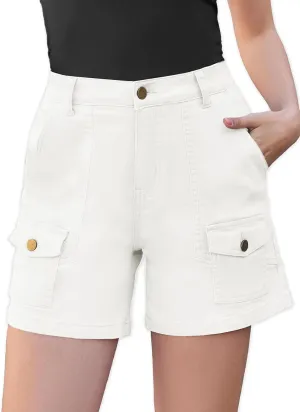 Women Stretchy Cargo Shorts High Waisted Jean Shorts for Women 5 Inch Inseam Summer Denim Shorts Jorts