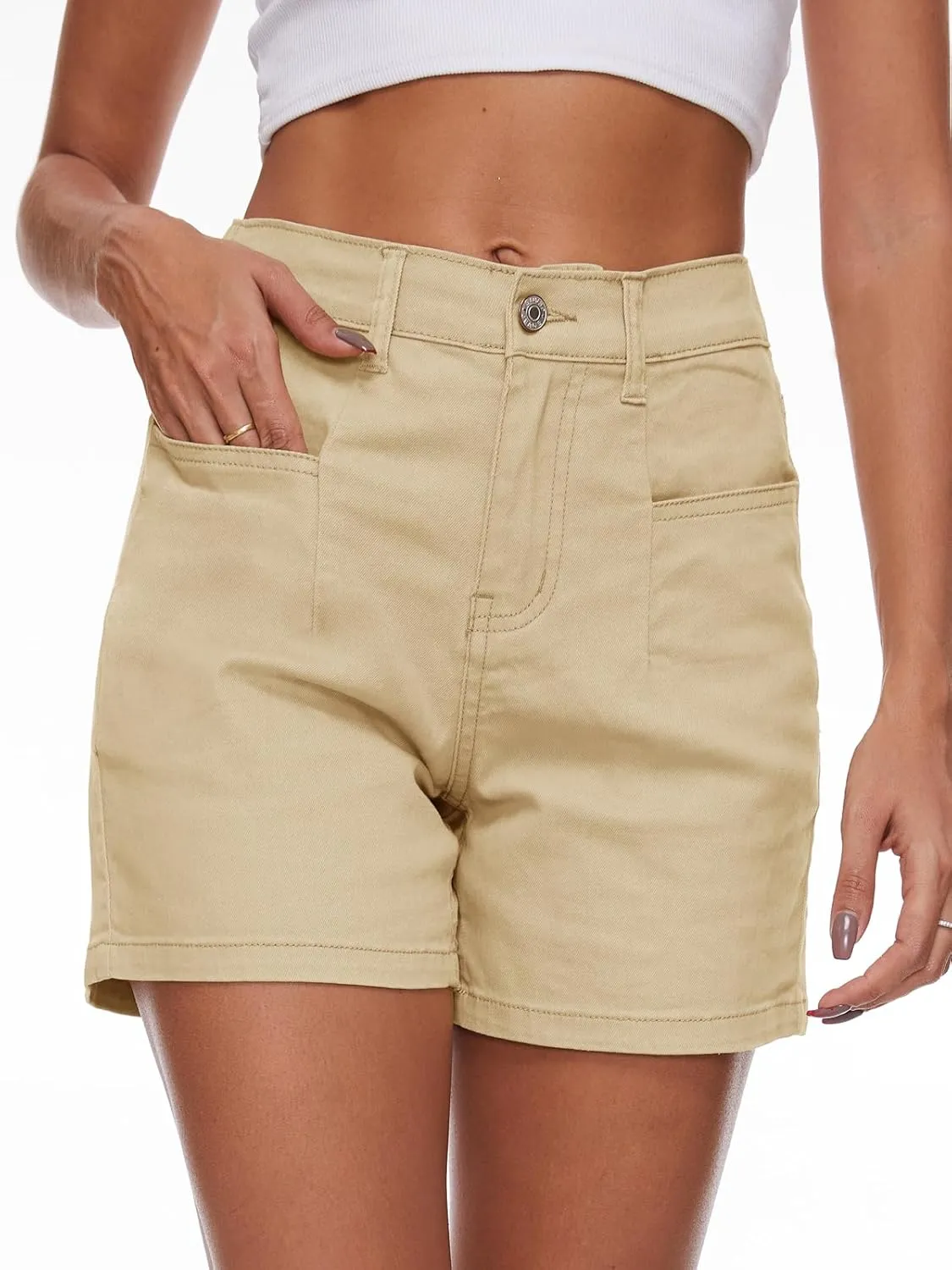 Women Stretchy Jean Shorts High Waisted Denim Shorts for Women Chino Cargo Shorts Women's Summer Jorts