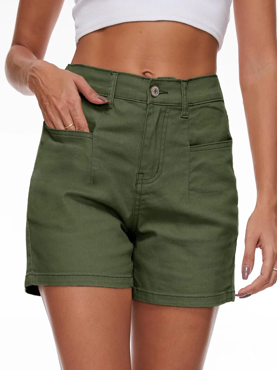 Women Stretchy Jean Shorts High Waisted Denim Shorts for Women Chino Cargo Shorts Women's Summer Jorts