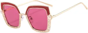Women Sunglasses Pearl Hollow Shades Uv400 Vintage Cat Eye Glasses