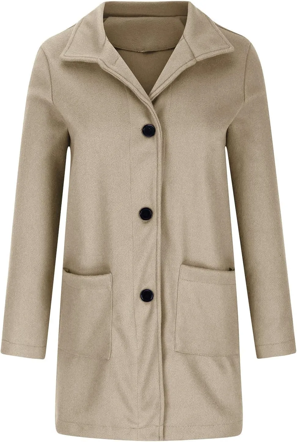 Women Trench Coat Casual Single Breasted Midi Peacoat Trench Coats Fall Winter Wool Coats with Pockets