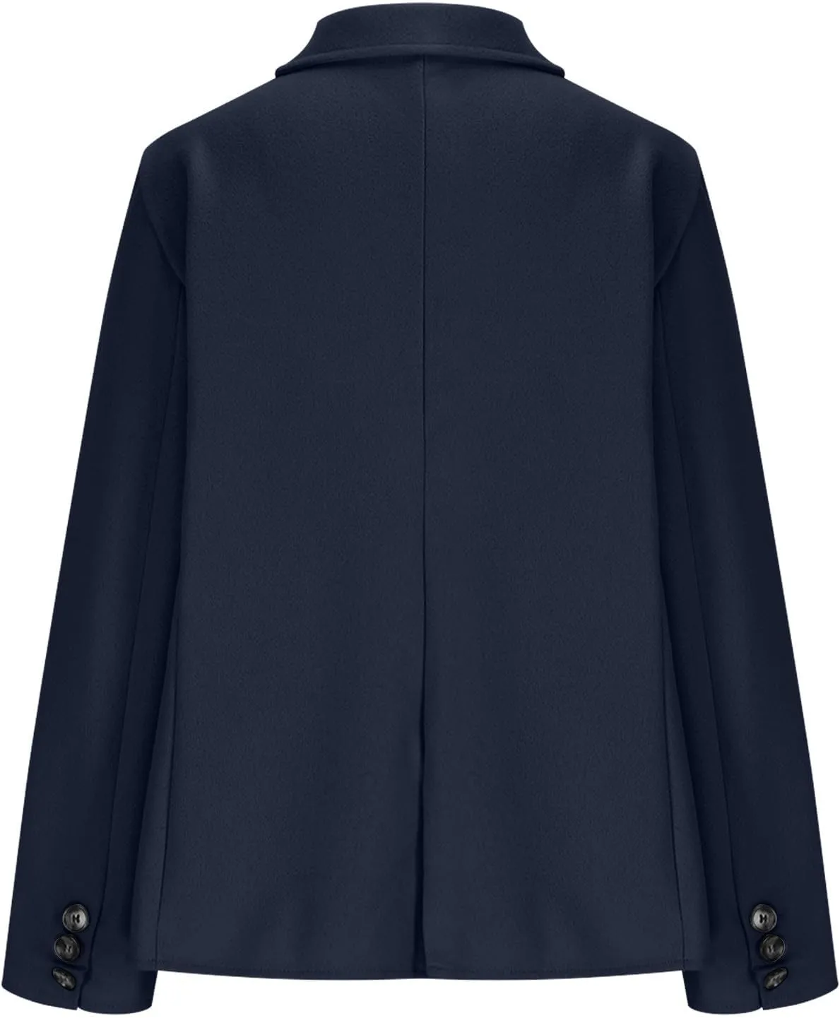 Women Wool Blend Blazer Jacket Causal Business Office Open Front Lapel Jacket Long Sleeve Pea Coat with Pockets