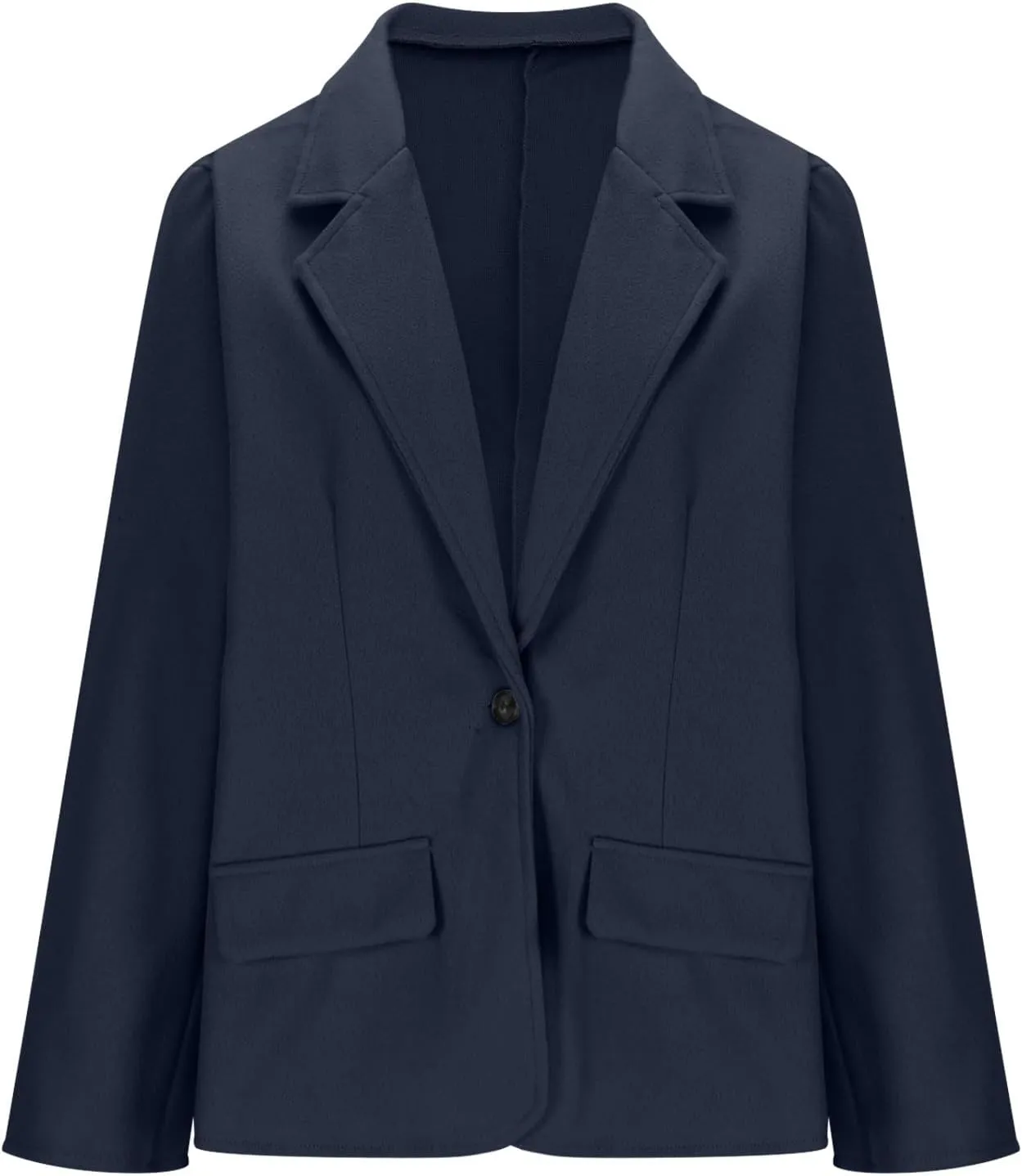 Women Wool Blend Blazer Jacket Causal Business Office Open Front Lapel Jacket Long Sleeve Pea Coat with Pockets