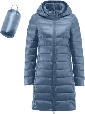 Womens 2024 Classic Plus Size Waterproof Puffer Coat Long Sleeve Hoodless Zipper Outwear Comfort Warm Soft Down Coat
