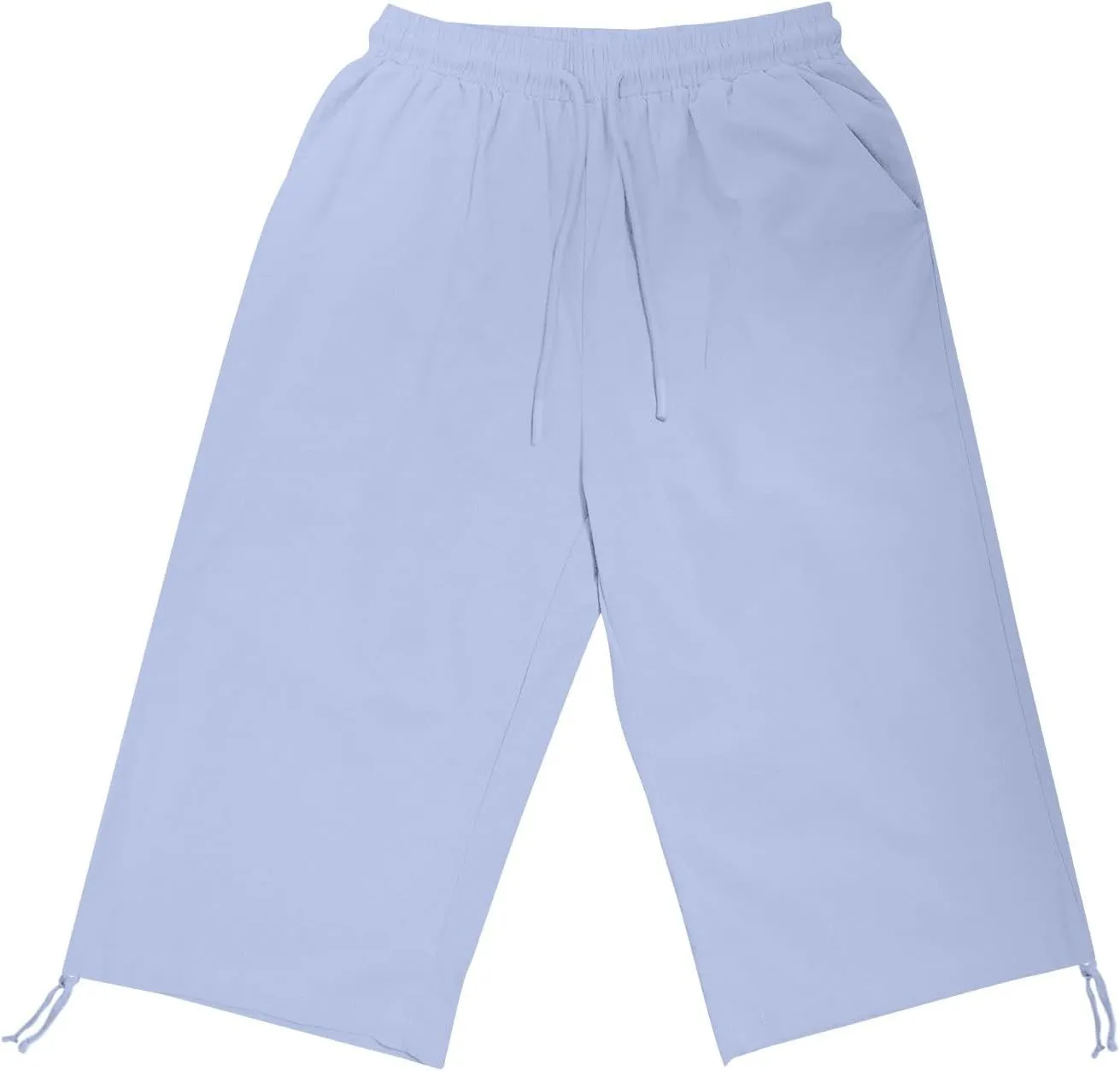 Women's Bermuda Shorts Long Comfy Drawstring Shorts Knee Length Walking Shorts for Women with Deep Pockets
