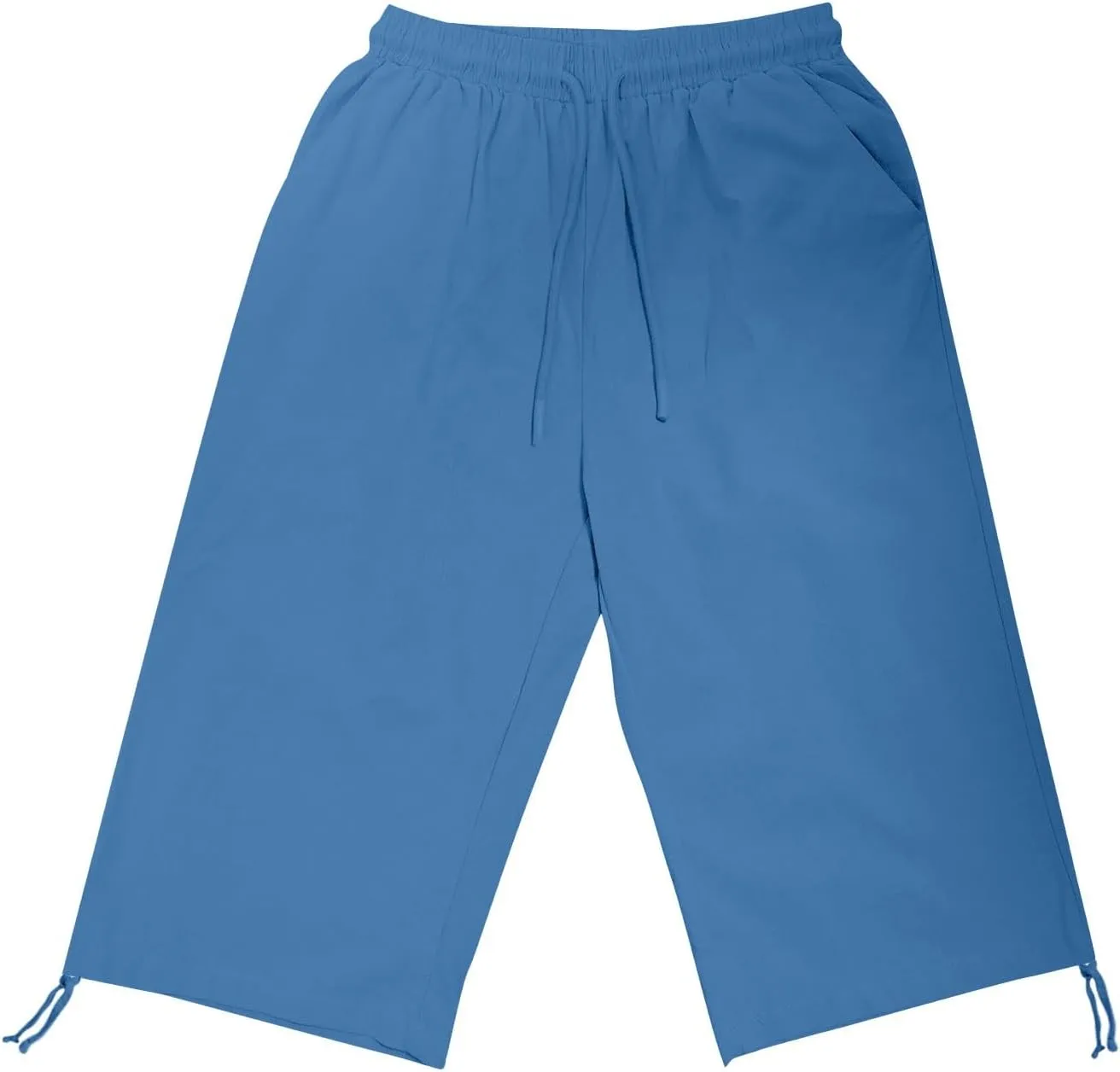 Women's Bermuda Shorts Long Comfy Drawstring Shorts Knee Length Walking Shorts for Women with Deep Pockets
