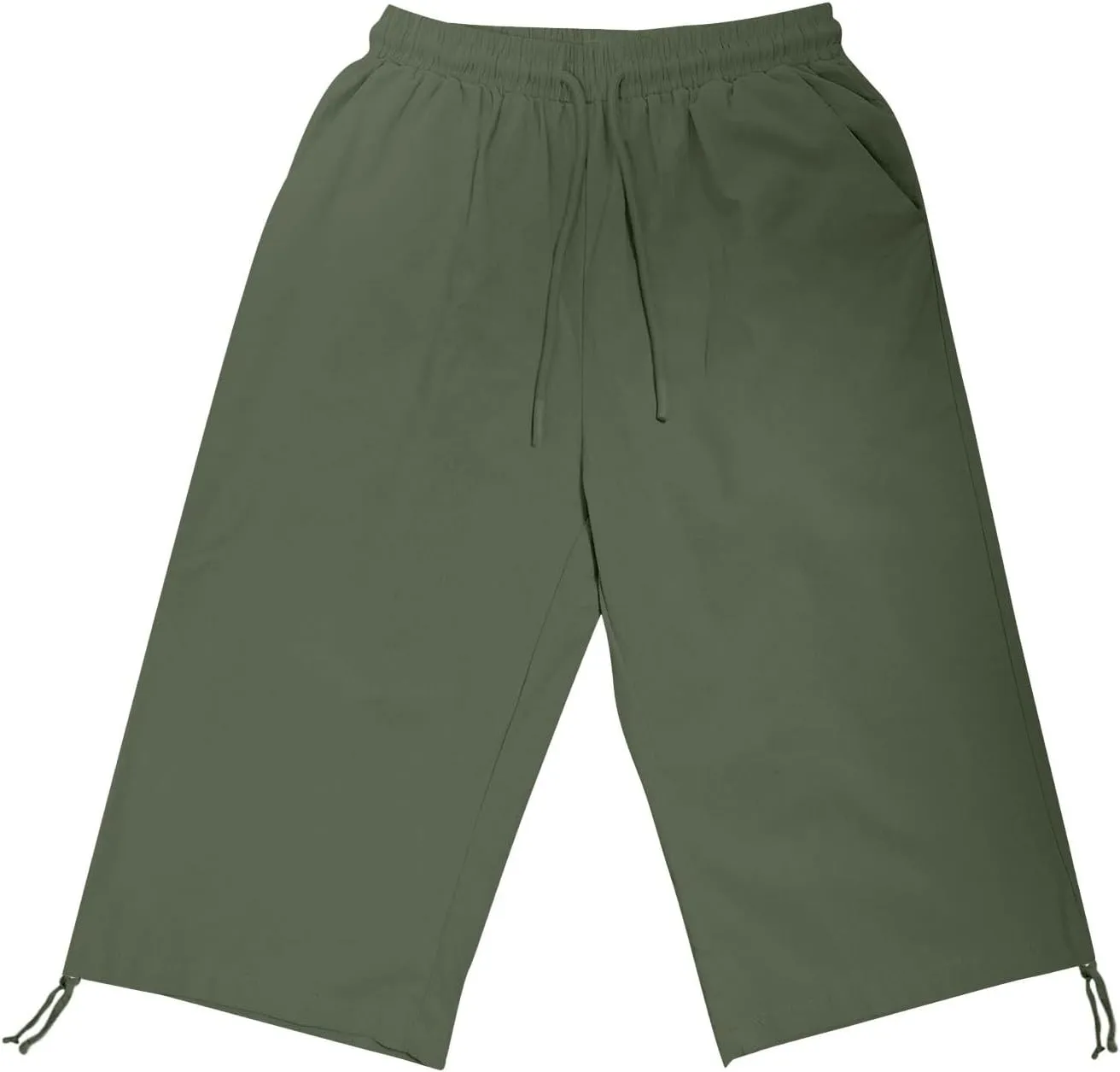 Women's Bermuda Shorts Long Comfy Drawstring Shorts Knee Length Walking Shorts for Women with Deep Pockets