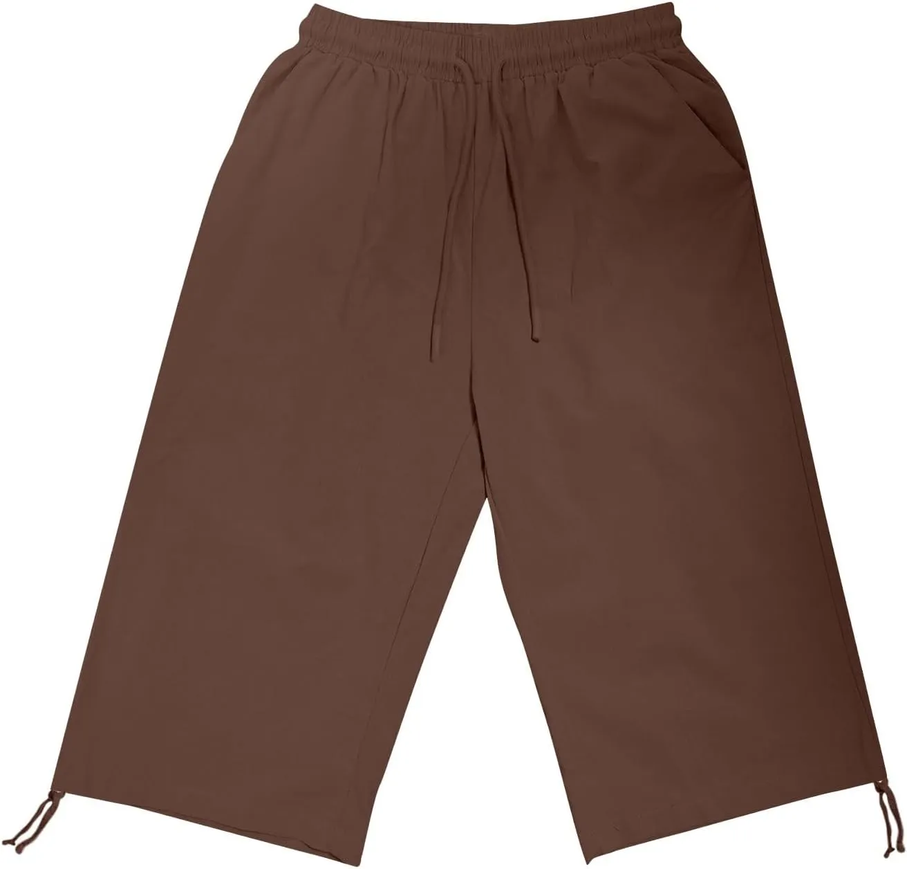 Women's Bermuda Shorts Long Comfy Drawstring Shorts Knee Length Walking Shorts for Women with Deep Pockets