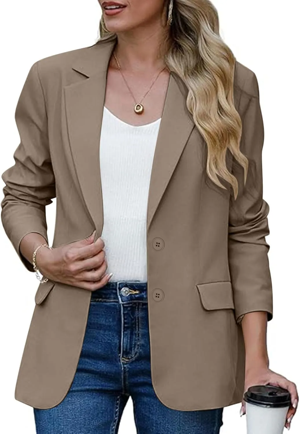 Women's Blazers & Suit Jackets Business Casual Long Sleeve Open Front Lightweight Blazer Fall Fashion Work Office Suit